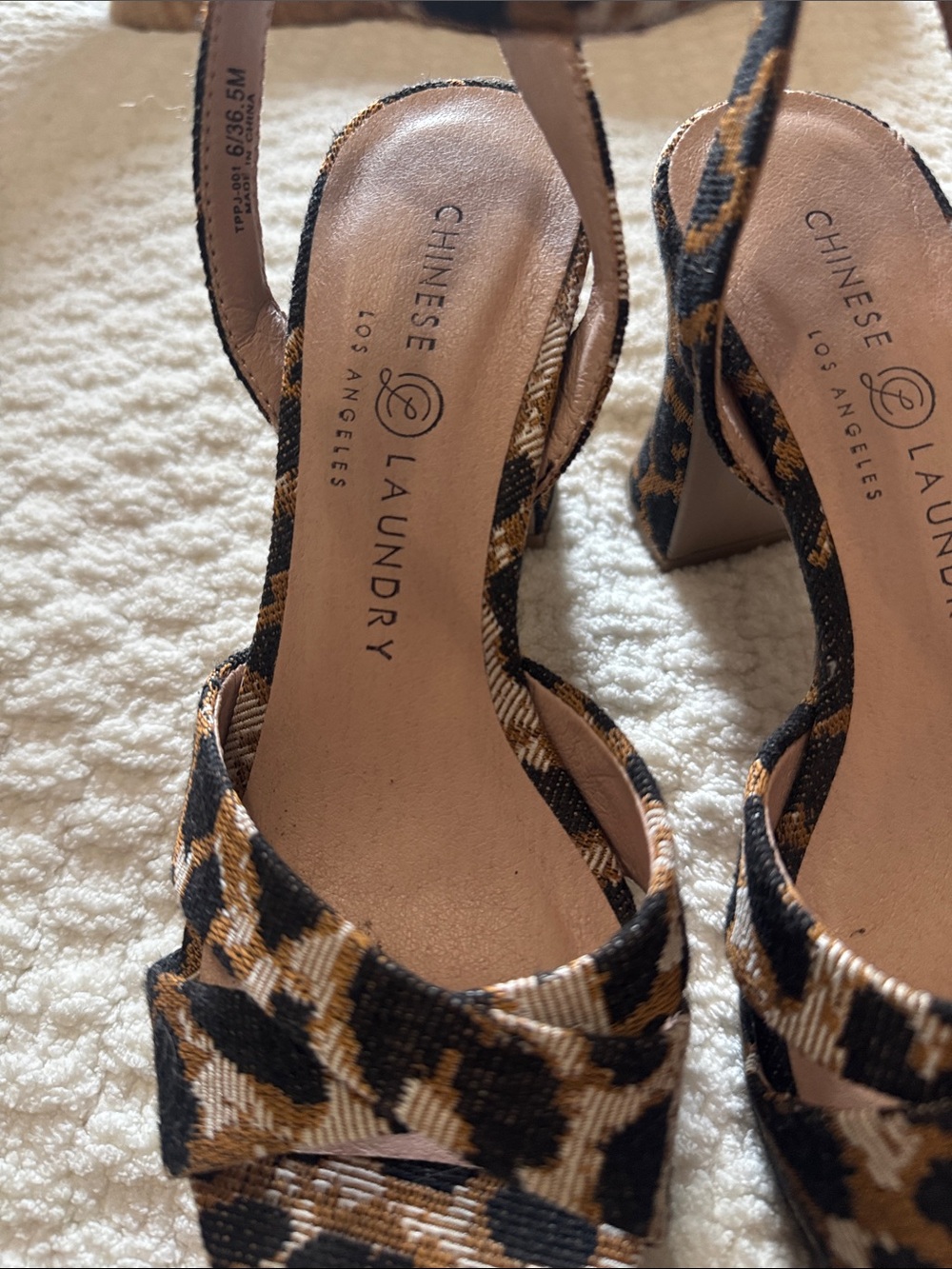 Chinese Laundry Leopard-Print Block Heel Sandals in Brown and Black - Picture 2 of 6